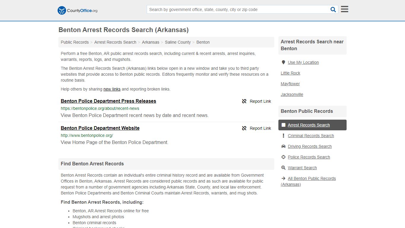 Arrest Records Search - Benton, AR (Arrests & Mugshots) - County Office